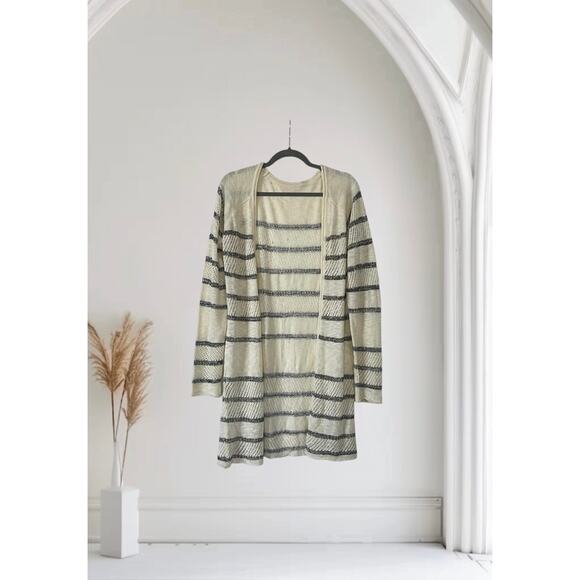 Long Stripped Open Front Cardigan Medium Large - Picture 1 of 4